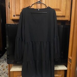 Nice Tiered Black Women's Dress. Great with Boots!!